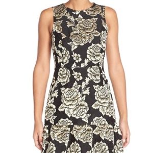 CeCe by Cynthia Steffe Black/Gold Jacquard dress